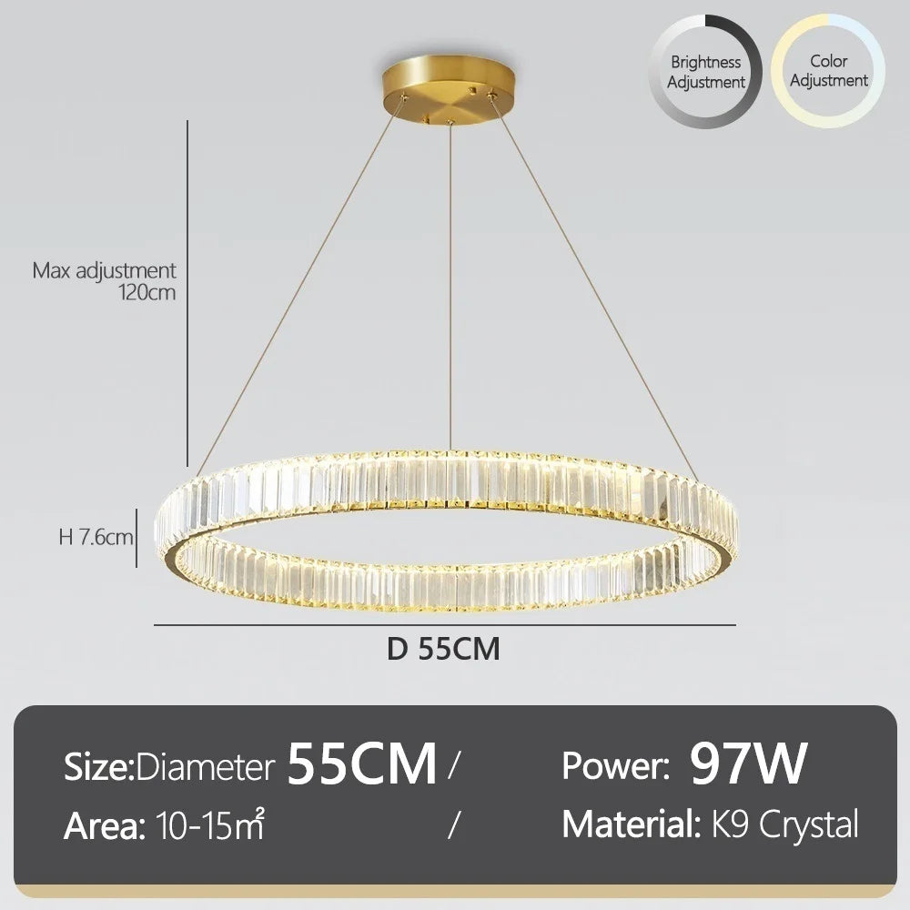 Nordic Ceiling Lamp Luxury Crystal Ceiling Light Fixtures Remote Control Three-color Light Home Lighting Lamp Dining Table Light