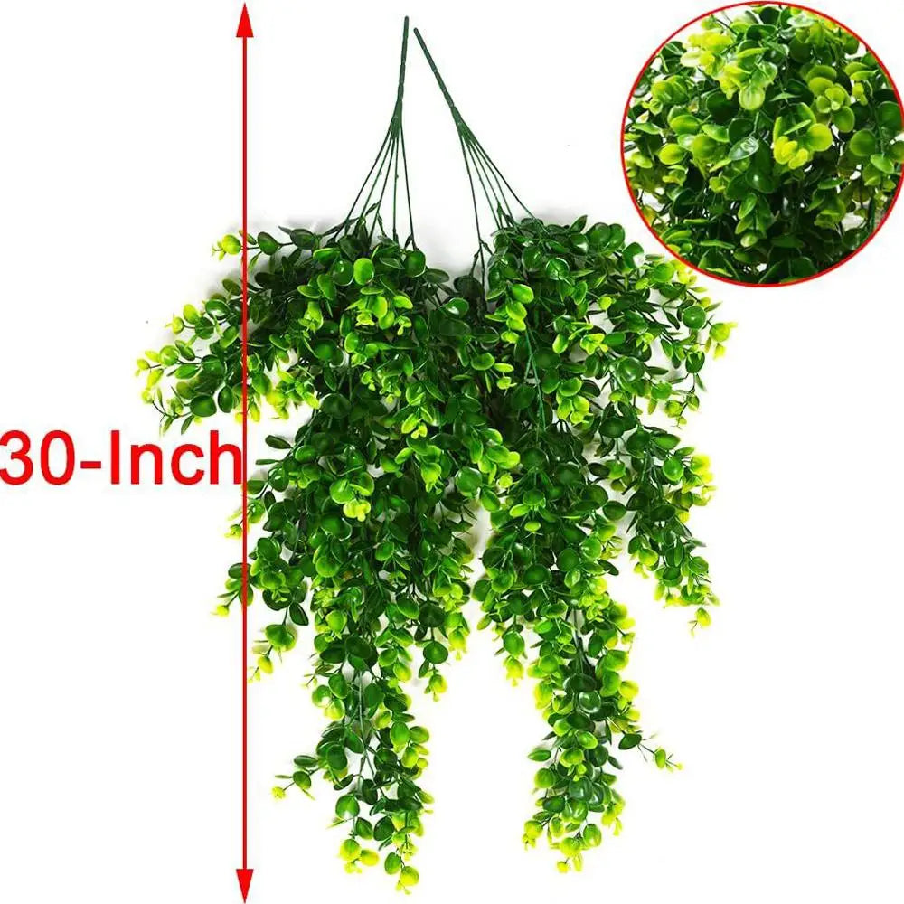2/4pcs Artificial Hanging Plants UV Resistant Plastic Fake Hanging Plant Home Office Wall Decoration Simulated Green Plants