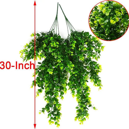 2/4pcs Artificial Hanging Plants UV Resistant Plastic Fake Hanging Plant Home Office Wall Decoration Simulated Green Plants