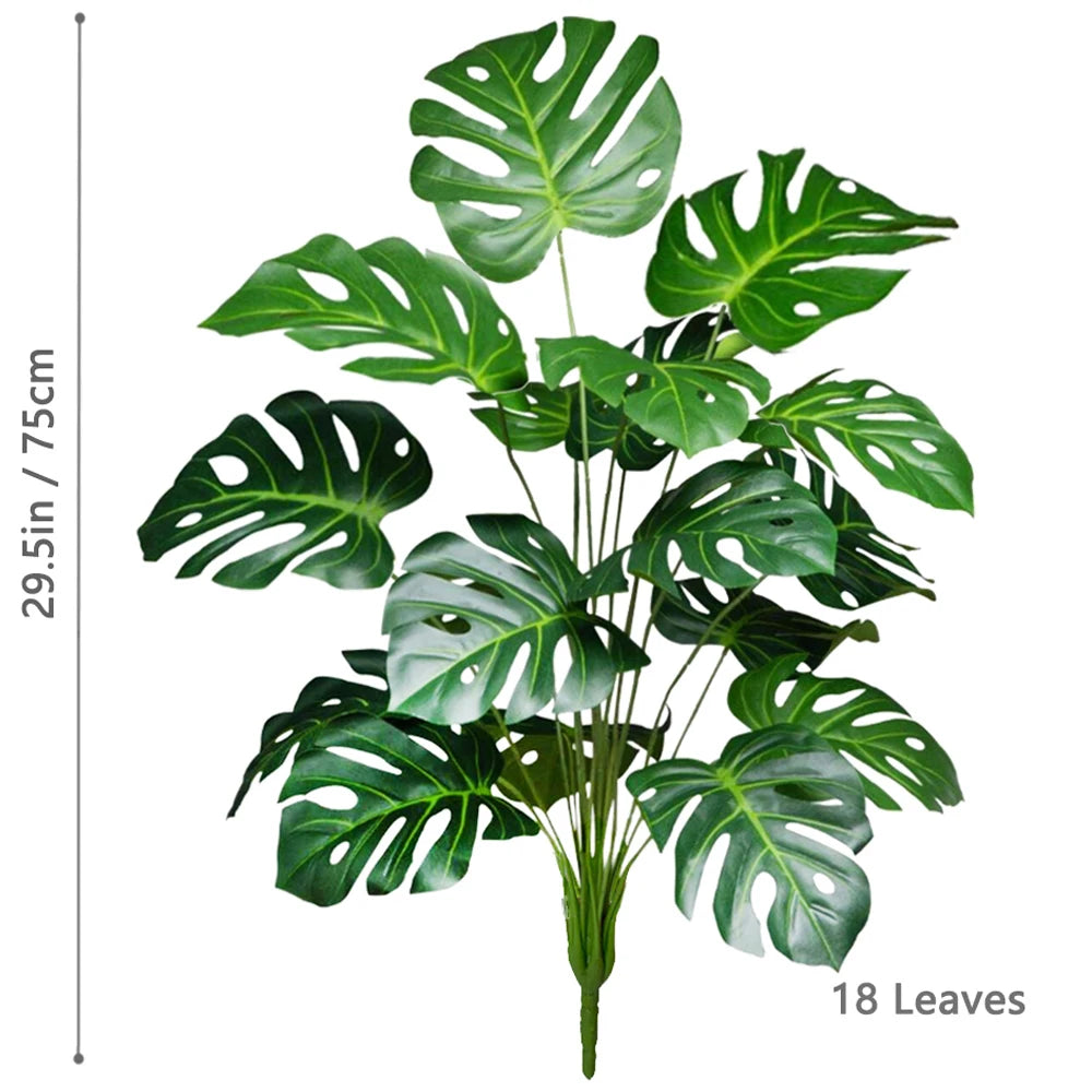 52-104cm(40.94in)  Artificial Monstera Plant Fake Palm Tree Plastic Turtle Leaf Green Plant for Home Garden Room Office Decor