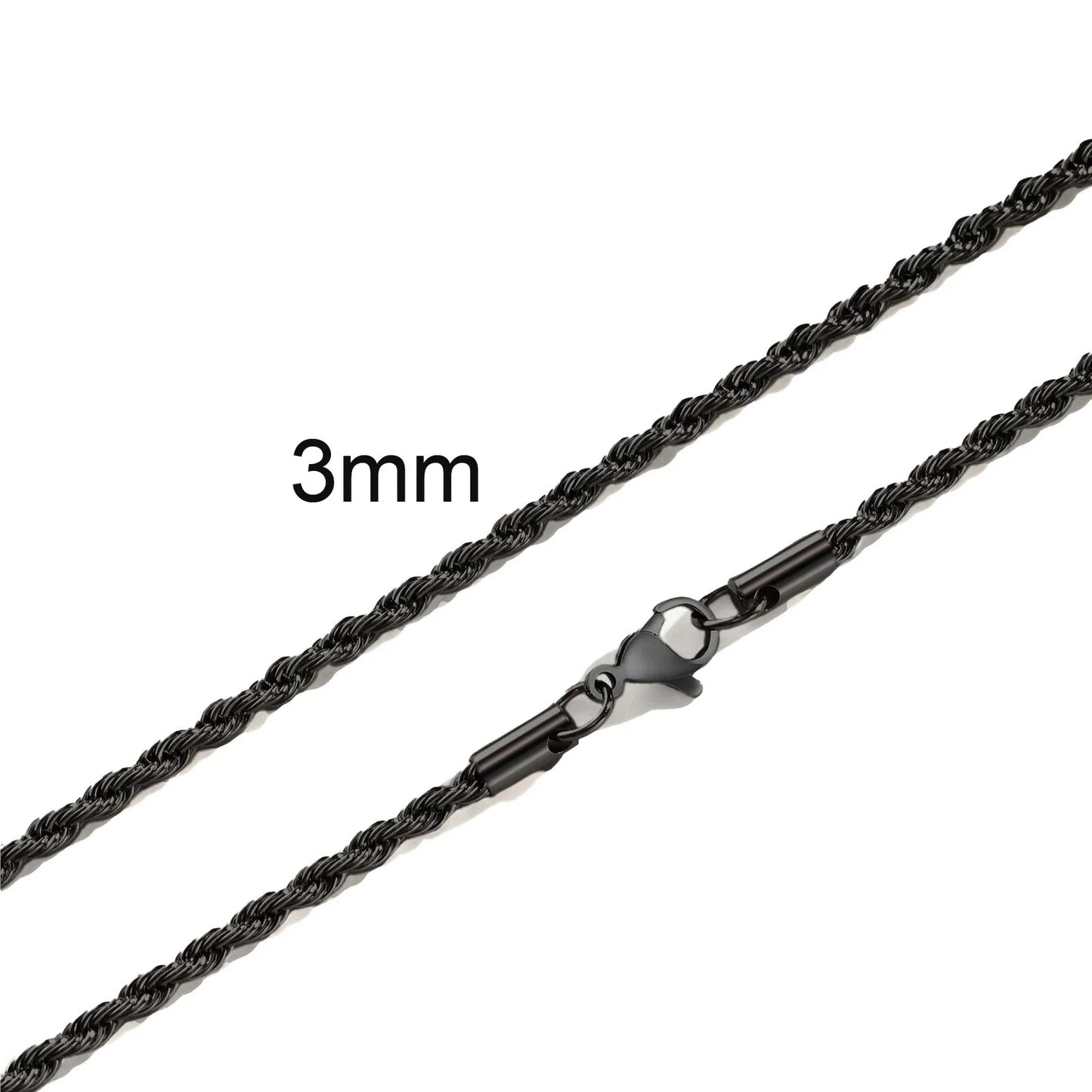 Ropes Long Necklace for Men Women,Stainless Steel Gold Color Twisted Rope Chain Collar,2/3/4/5mm Punk Basic Waterproof Jewelry