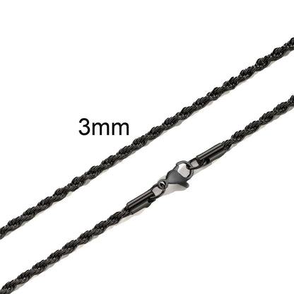 Ropes Long Necklace for Men Women,Stainless Steel Gold Color Twisted Rope Chain Collar,2/3/4/5mm Punk Basic Waterproof Jewelry