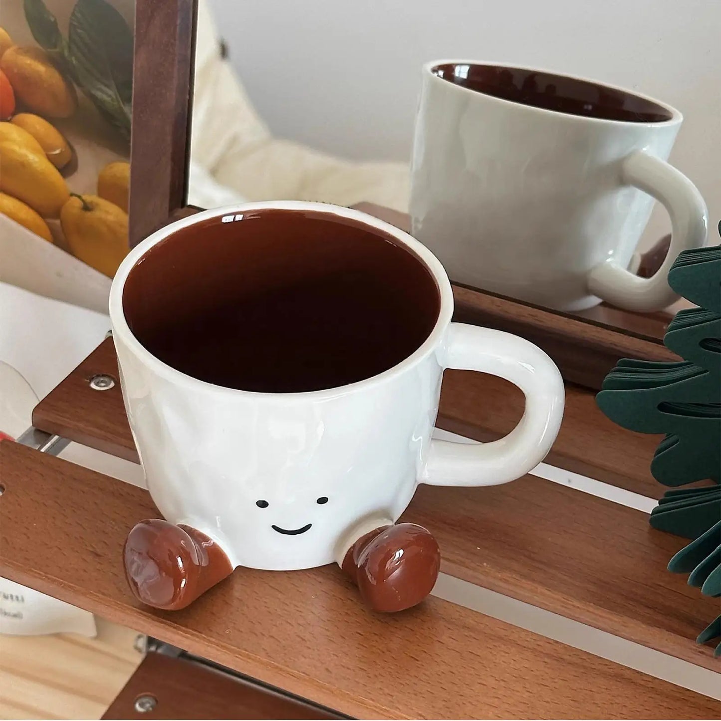 Ceramic Coffee Cup Water Cup with Feet Cute Decorative Coffee Beverage Mug for Photographers Men Women Kids Birthday Christmas