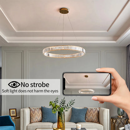 Nordic Ceiling Lamp Luxury Crystal Ceiling Light Fixtures Remote Control Three-color Light Home Lighting Lamp Dining Table Light
