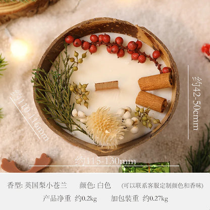 Coconut Bowl Candle with Dried Flowers Home Decorative Candles Eco Friendly Aromatherapy Candle for Weddding