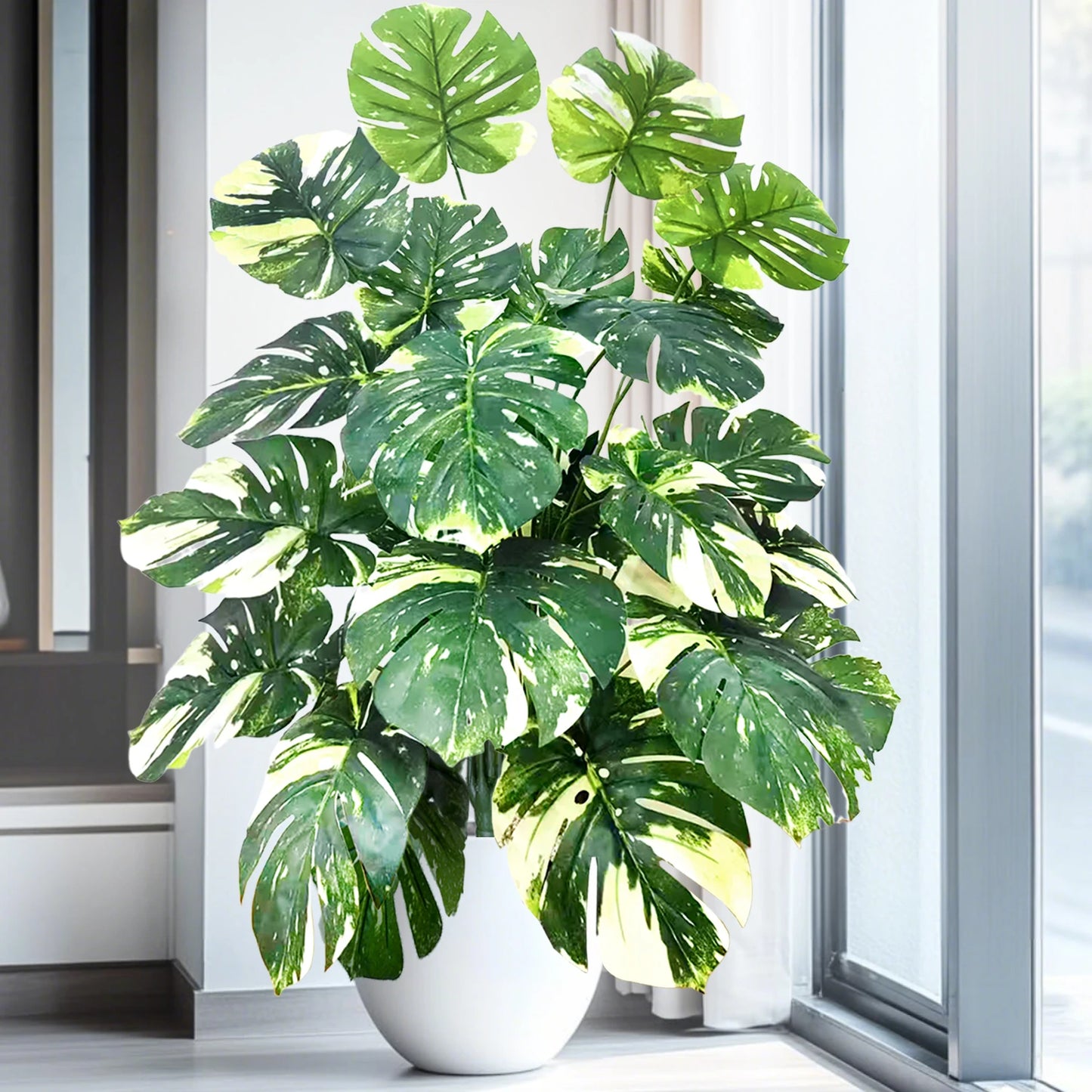52-104cm(40.94in)  Artificial Monstera Plant Fake Palm Tree Plastic Turtle Leaf Green Plant for Home Garden Room Office Decor