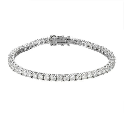 KNOBSPIN 2mm Moissanite Tennis Bracelet 925 Sterling Silver Plated White Gold Bracelet for Women Man Sparkling Party Jewelry