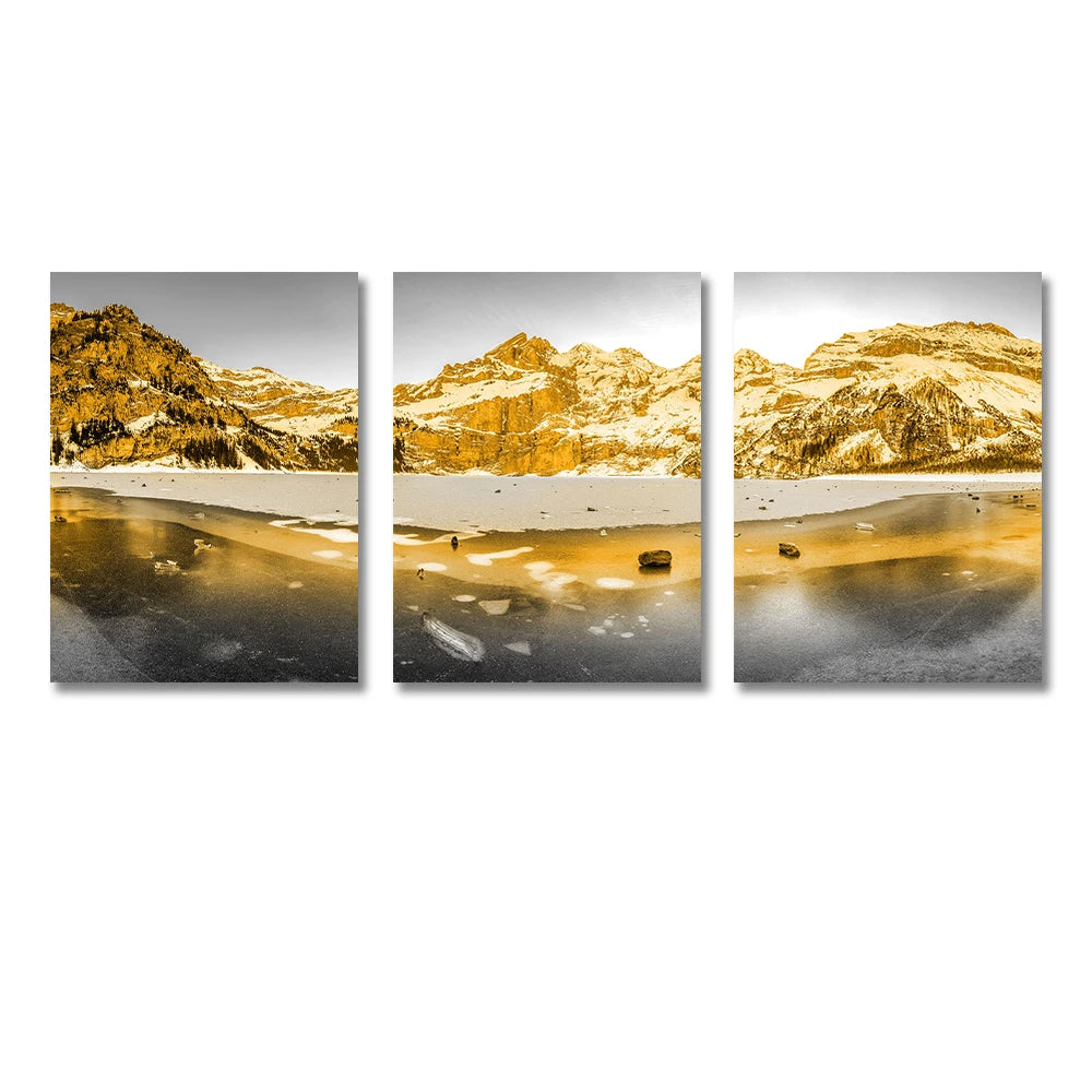 3PCS Frameless Canvas Paintings Sunset Sea Beach Natural Landscape Poster and Prints Wall Art Picture for Living Room Home Decor