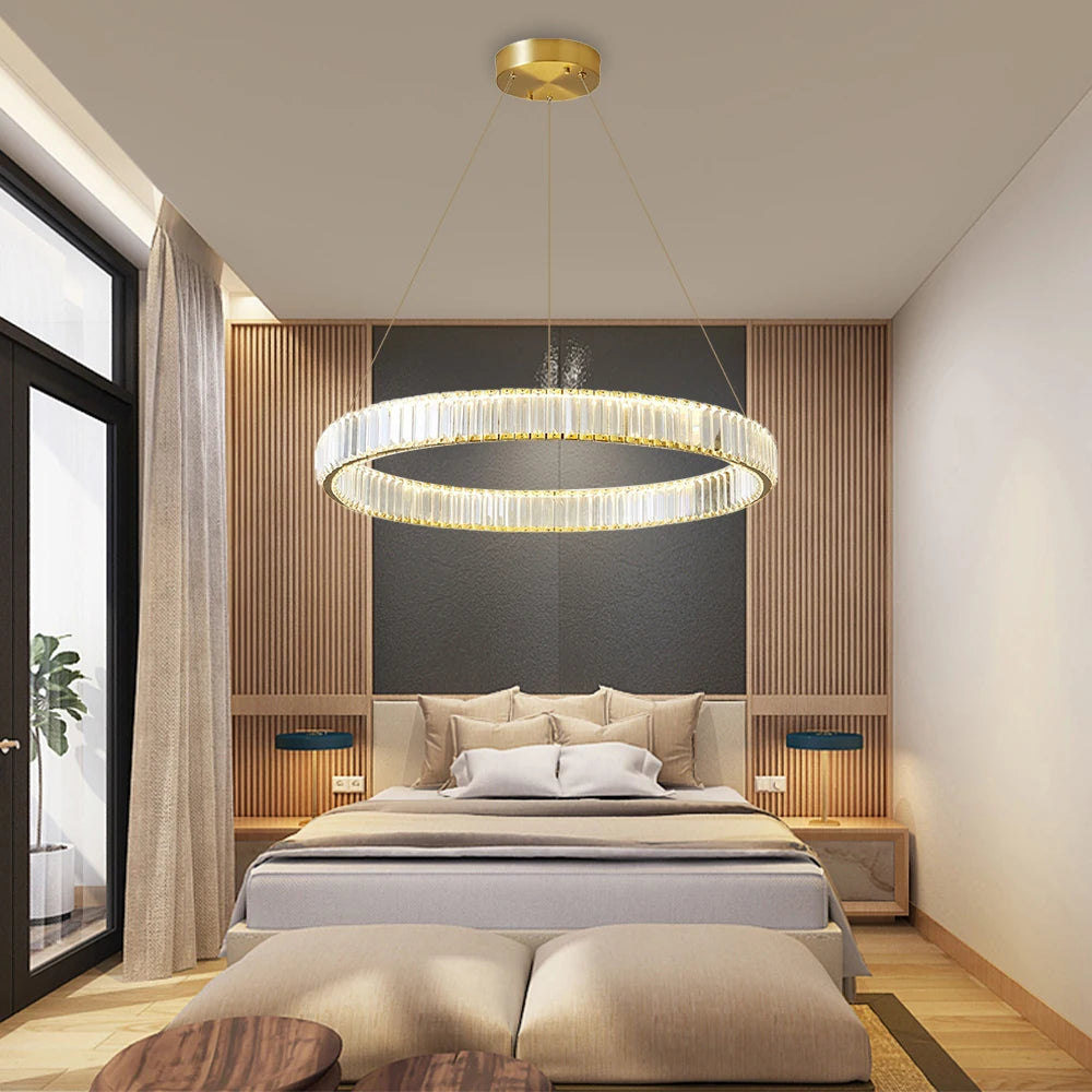 Nordic Ceiling Lamp Luxury Crystal Ceiling Light Fixtures Remote Control Three-color Light Home Lighting Lamp Dining Table Light