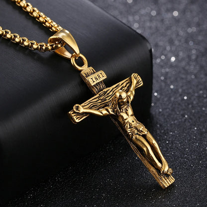 Creatieve christelijke Jesus Cross ketting trendy gepersonaliseerde roestvrijstalen ketting religieuze kruis hanger sieraden gebed cadeau