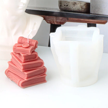 3D Book Silicone Candle Mould  DIY Literary Style Plaster Epoxy Resin Casting Mould Book Frame Cement Gypsum Home Decor