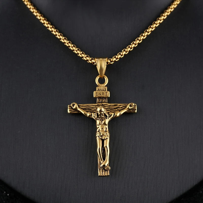 Creatieve christelijke Jesus Cross ketting trendy gepersonaliseerde roestvrijstalen ketting religieuze kruis hanger sieraden gebed cadeau