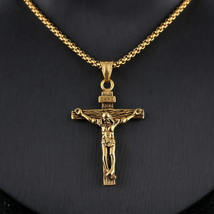 Creatieve christelijke Jesus Cross ketting trendy gepersonaliseerde roestvrijstalen ketting religieuze kruis hanger sieraden gebed cadeau