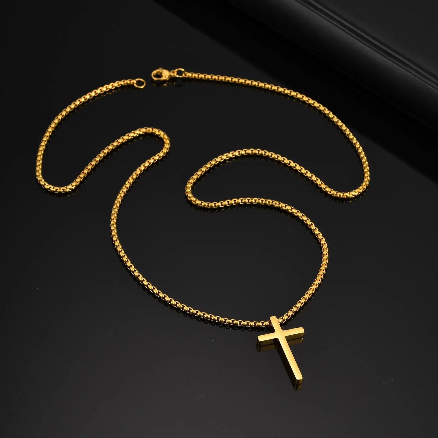 Vnox Stainless Steel Cross Necklace For Men Women Small Big Three Size Cross Pendent Smooth Jewelry Boys 1pc Collar