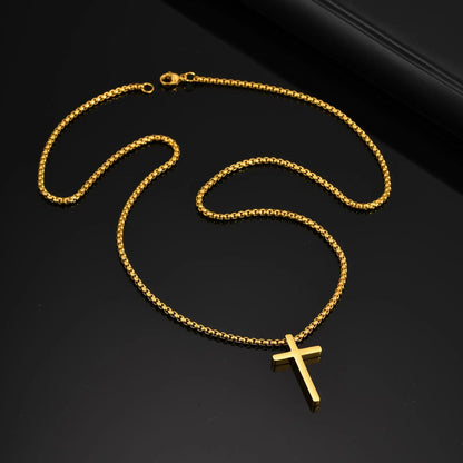 Vnox Stainless Steel Cross Necklace For Men Women Small Big Three Size Cross Pendent Smooth Jewelry Boys 1pc Collar