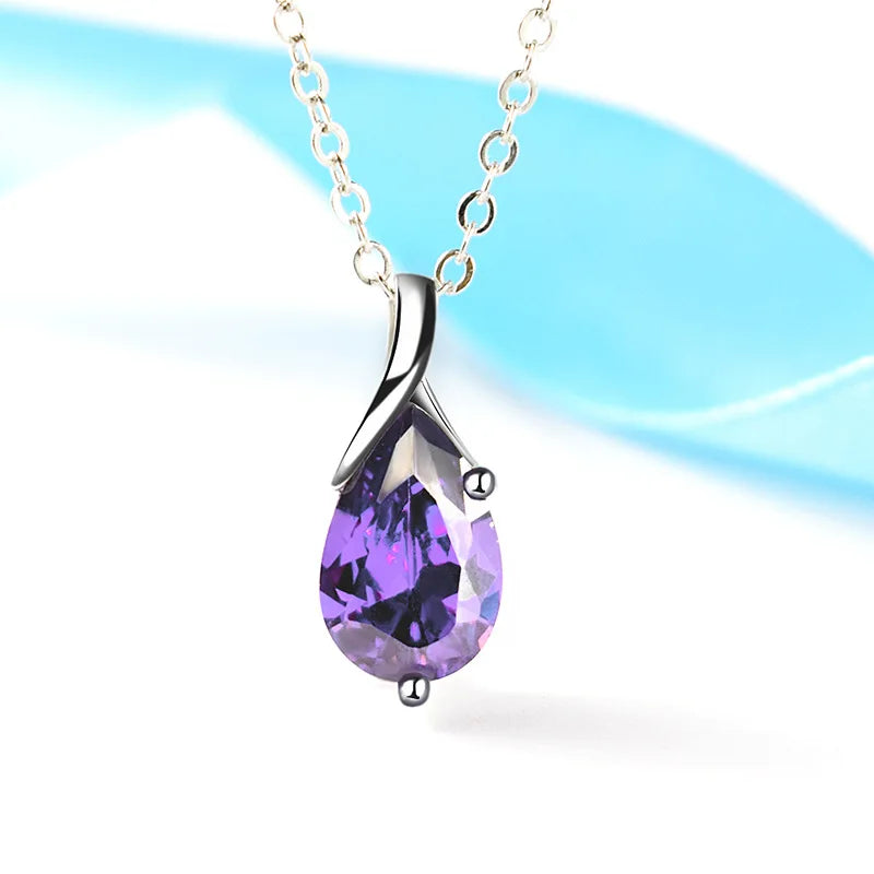 S925 Sterling zilveren ketting Angel Tears Crystal rode hanger ketting voor vrouw charme sieraden cadeau