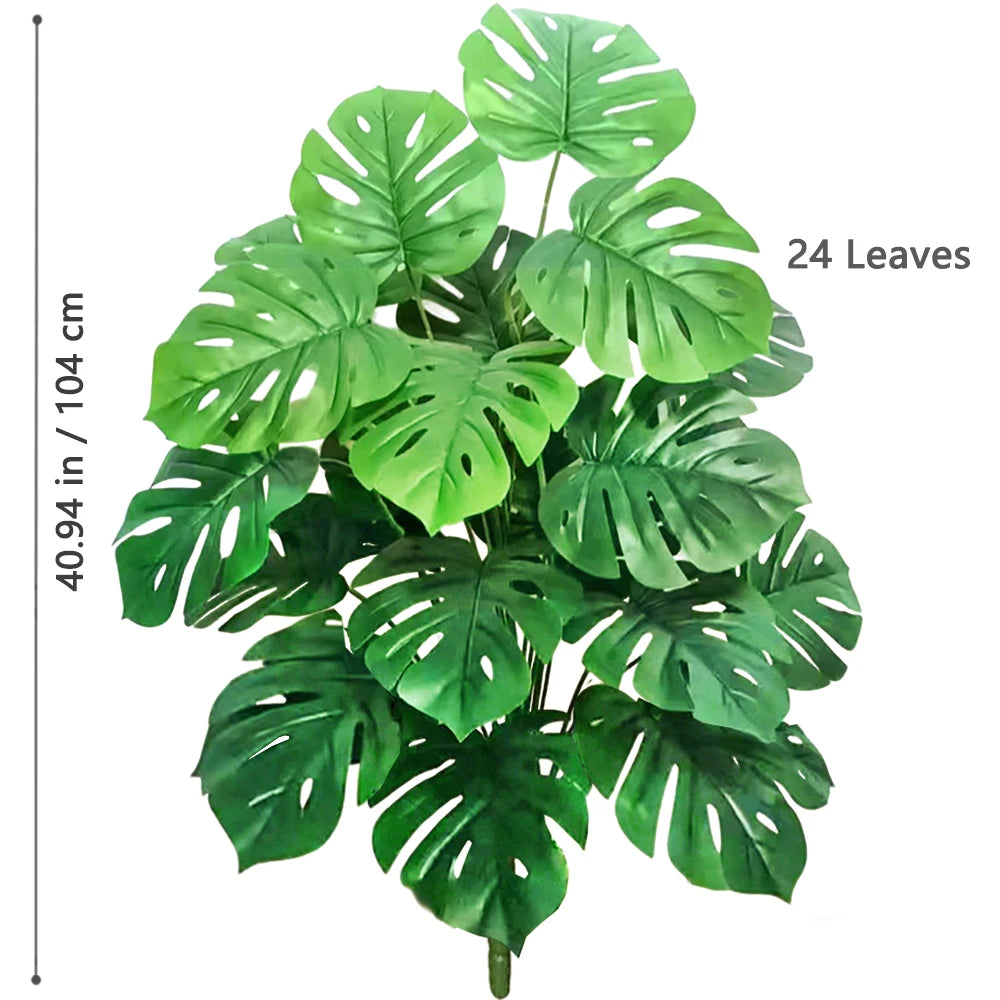 52-104cm(40.94in)  Artificial Monstera Plant Fake Palm Tree Plastic Turtle Leaf Green Plant for Home Garden Room Office Decor