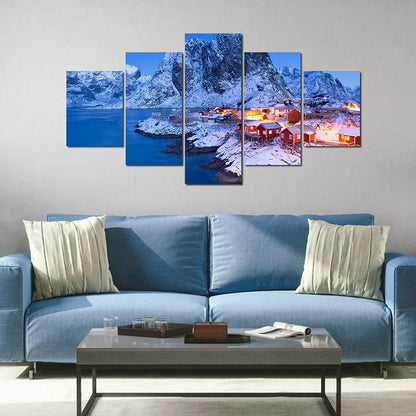 5 natuurlijke meerlandschap olieverfschilderij kunst aan de muur, HD canvas print poster, geschikt voor, thuis, woonkamer, kamer decoratie schilderij