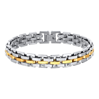 Vnox Stylish Strap Chain Bracelets for Men Boys Gift Jewelry, 10.7MM Wide Stainless Steel Links Wristband, Father's Day Gift Dad