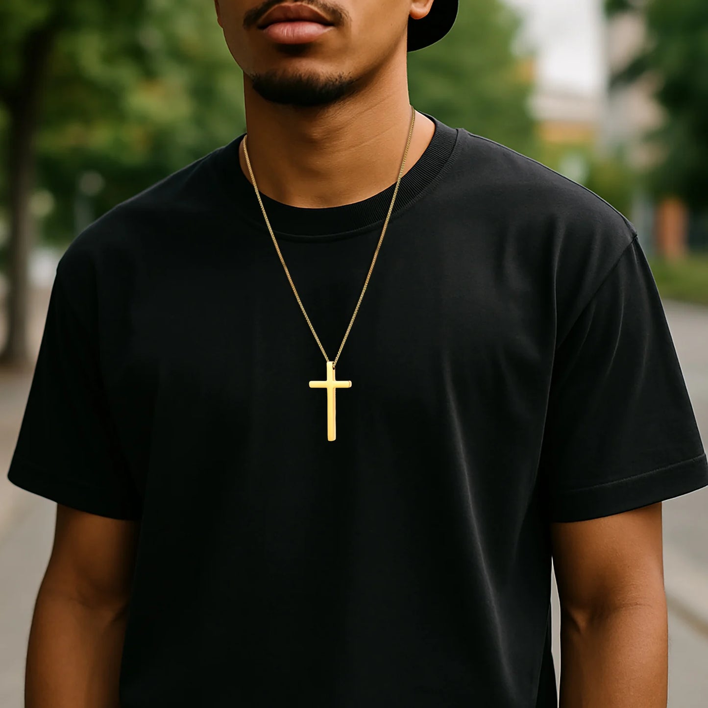 Vnox Stainless Steel Cross Necklace For Men Women Small Big Three Size Cross Pendent Smooth Jewelry Boys 1pc Collar