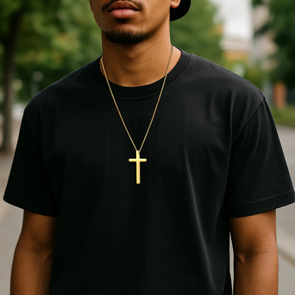 Vnox Stainless Steel Cross Necklace For Men Women Small Big Three Size Cross Pendent Smooth Jewelry Boys 1pc Collar