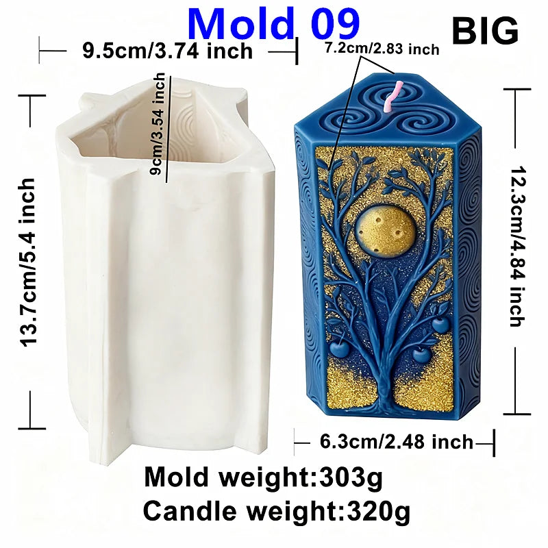 3D Zon Maan Patroon Cilinder Schimmel Zodiac Pijler Siliconen Kaars Schimmel DIY Epoxyhars Aroma Gips Kaars Maken Tool Home Decor