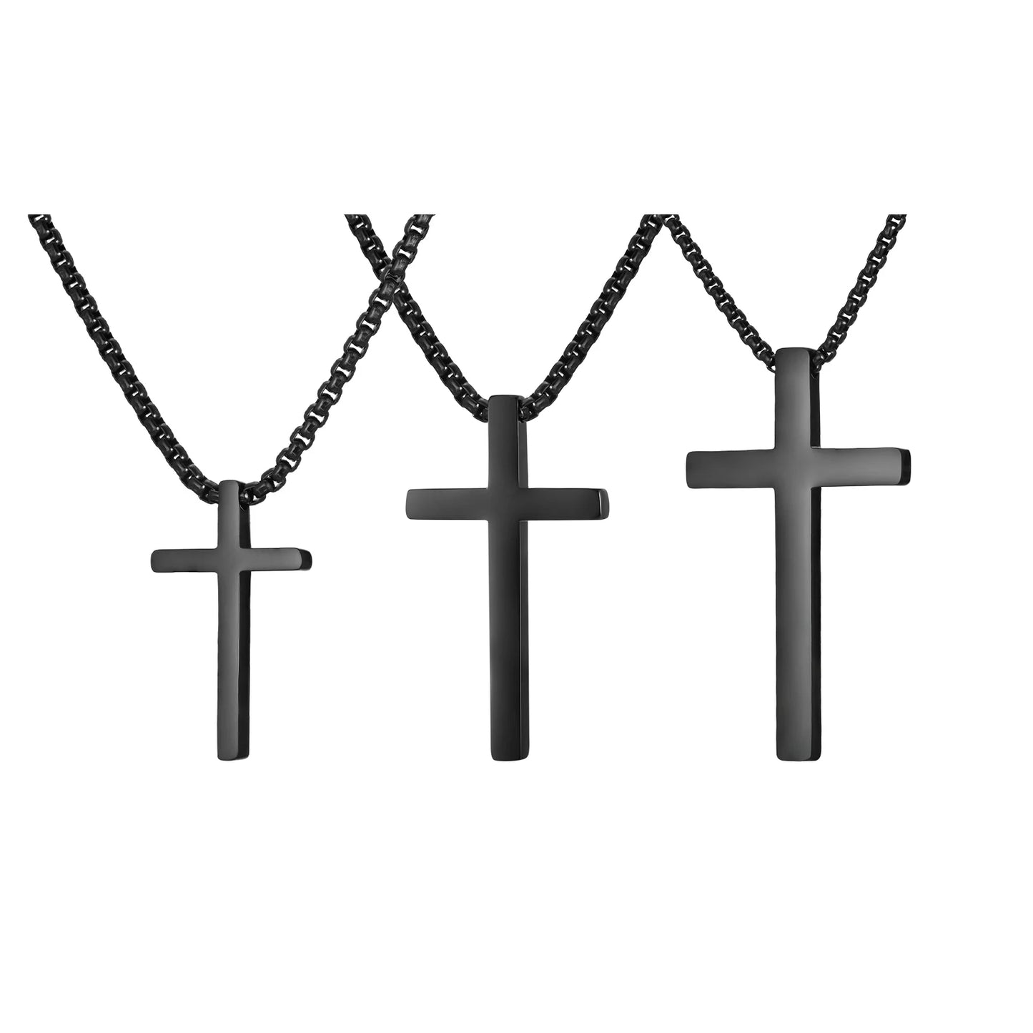 Vnox Stainless Steel Cross Necklace For Men Women Small Big Three Size Cross Pendent Smooth Jewelry Boys 1pc Collar