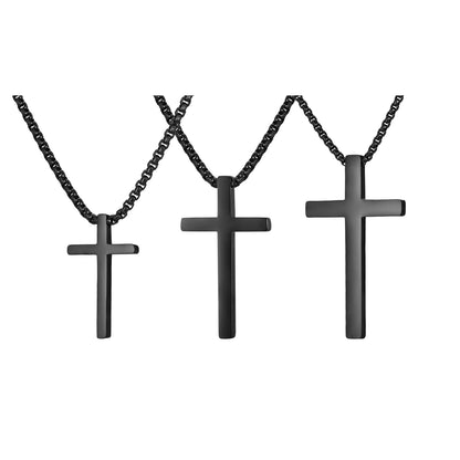 Vnox Stainless Steel Cross Necklace For Men Women Small Big Three Size Cross Pendent Smooth Jewelry Boys 1pc Collar