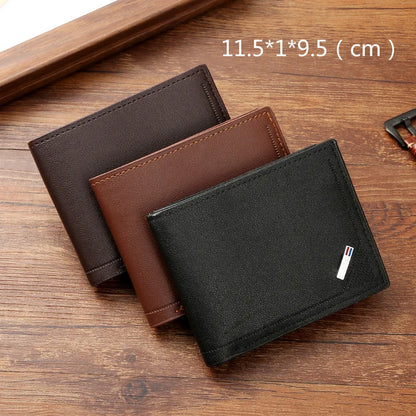 Men's Short Leather Slim Wallets Business Man Money Clip Credit Card Holder Purse Thin Minimalist Bifold Wallet