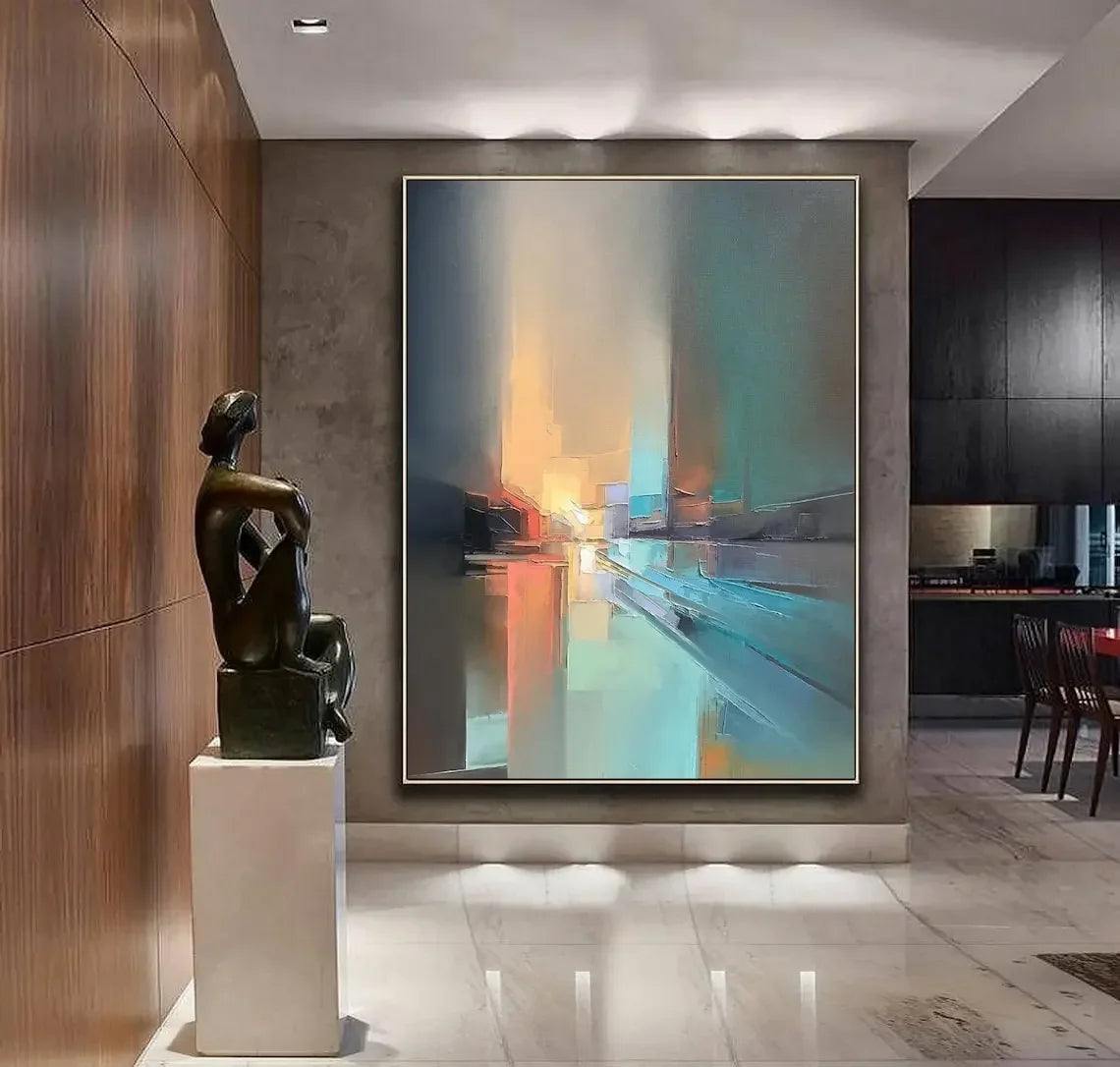 Colorful Oil Painting Hand Painted On Canvas Textured Landscape Large Painting Modern Handmade Living Room Wall Art Decor Pos