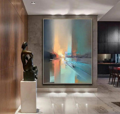 Colorful Oil Painting Hand Painted On Canvas Textured Landscape Large Painting Modern Handmade Living Room Wall Art Decor Pos