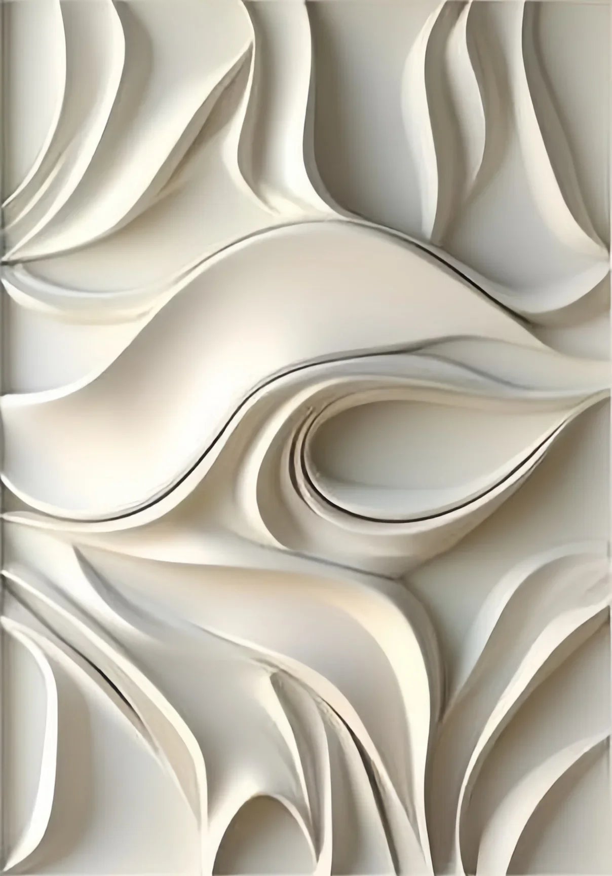 Minimalist Irregular White Wave Style Modern Wall Art 3d Textured Visual Abstract Posters Print Canvas Painting For Home Deco