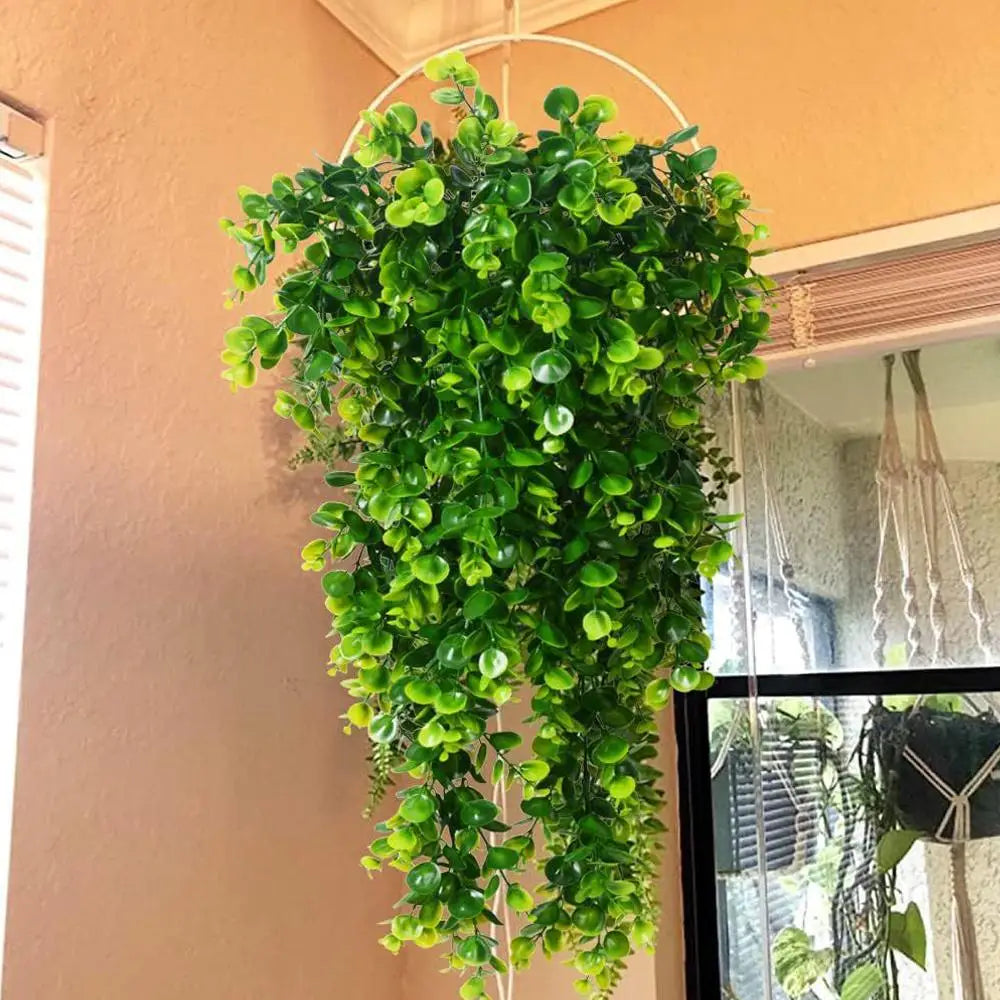 2/4pcs Artificial Hanging Plants UV Resistant Plastic Fake Hanging Plant Home Office Wall Decoration Simulated Green Plants