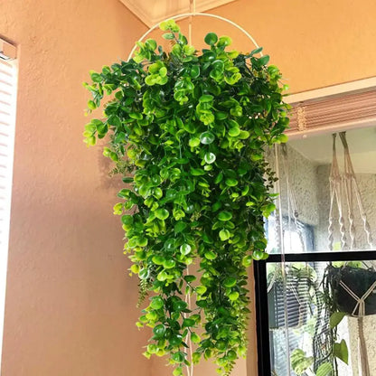 2/4pcs Artificial Hanging Plants UV Resistant Plastic Fake Hanging Plant Home Office Wall Decoration Simulated Green Plants