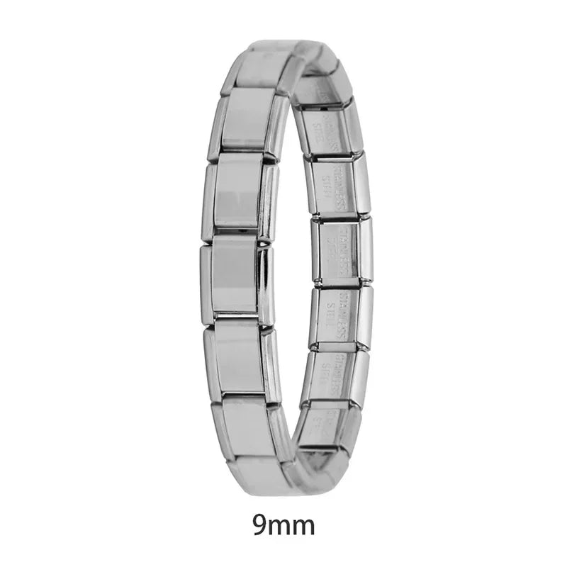 Hapiship 2024 New Men/Women's Jewelry 7/9/13mm Width Itanlian Elastic Charm Bracelet Fashion Stainless Steel Bangle ST-Top