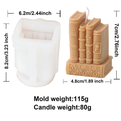 3D Book Silicone Candle Mould  DIY Literary Style Plaster Epoxy Resin Casting Mould Book Frame Cement Gypsum Home Decor