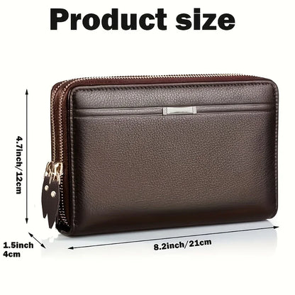 Mens Wallet Long Purse Leather Clutch Large Business Handbag Phone Card Holder Case Gift for Men Father Son Husband Boyfriend