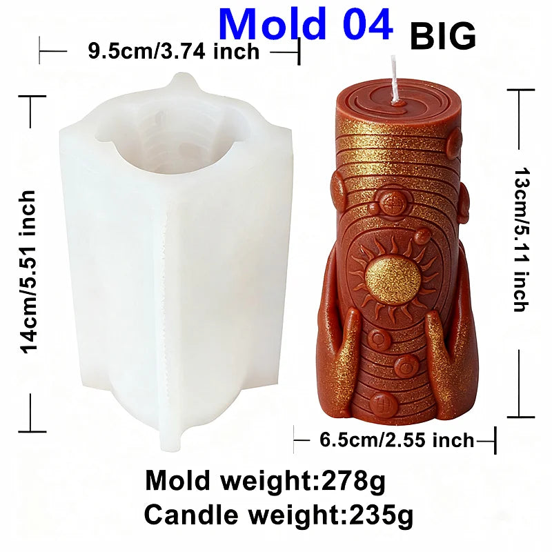 3D Zon Maan Patroon Cilinder Schimmel Zodiac Pijler Siliconen Kaars Schimmel DIY Epoxyhars Aroma Gips Kaars Maken Tool Home Decor