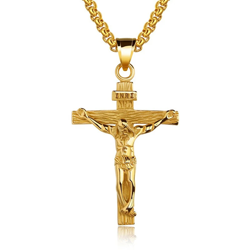 Creatieve christelijke Jesus Cross ketting trendy gepersonaliseerde roestvrijstalen ketting religieuze kruis hanger sieraden gebed cadeau