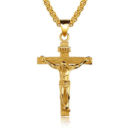 Creatieve christelijke Jesus Cross ketting trendy gepersonaliseerde roestvrijstalen ketting religieuze kruis hanger sieraden gebed cadeau