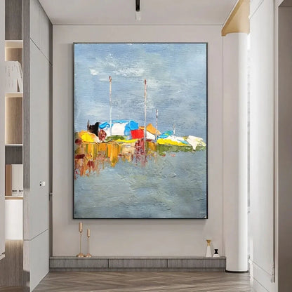 Colorful Oil Painting Hand Painted On Canvas Textured Landscape Large Painting Modern Handmade Living Room Wall Art Decor Pos