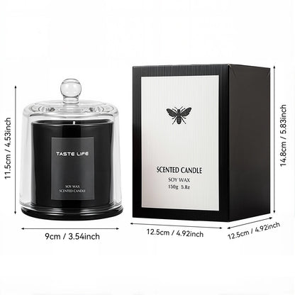Premium sojawas geurkaarsen met glazen cloche, rookloze etherische olie aromatherapie voor thuisspa, cadeau klaar decoratief