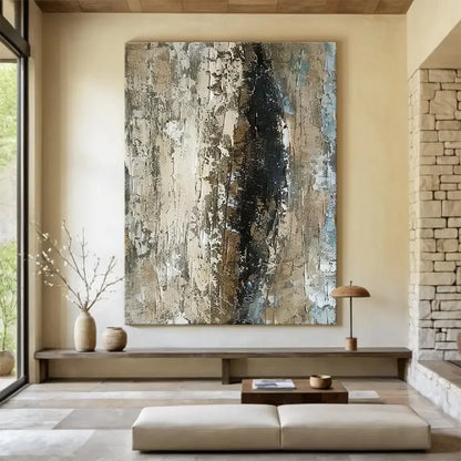 Brown Wabi-Sabi Painting Dark Brown Abstract Painting Medieval Brown Handmade Oil Painting Black Minimalist Wall Decor Wall A