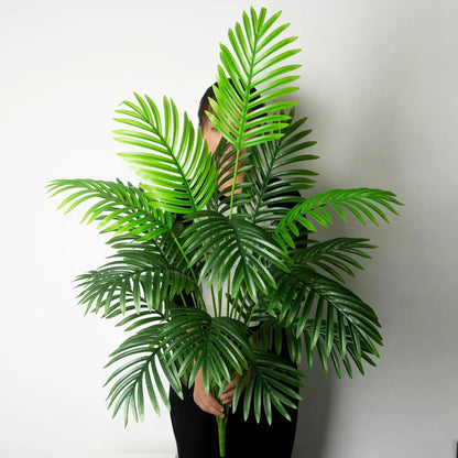 90-120 cm Grote Kunstmatige Palmboom Tropische Nep Planten Groene Plastic Palmbladeren Grote Monstera Boomtak voor Huis Tuin Decor