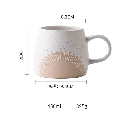 500ML Japanese Coffee Mug Thread Vintage Coffee Cups Ceramic Water Tea Cup Drinkware Home Office Large Capacity
