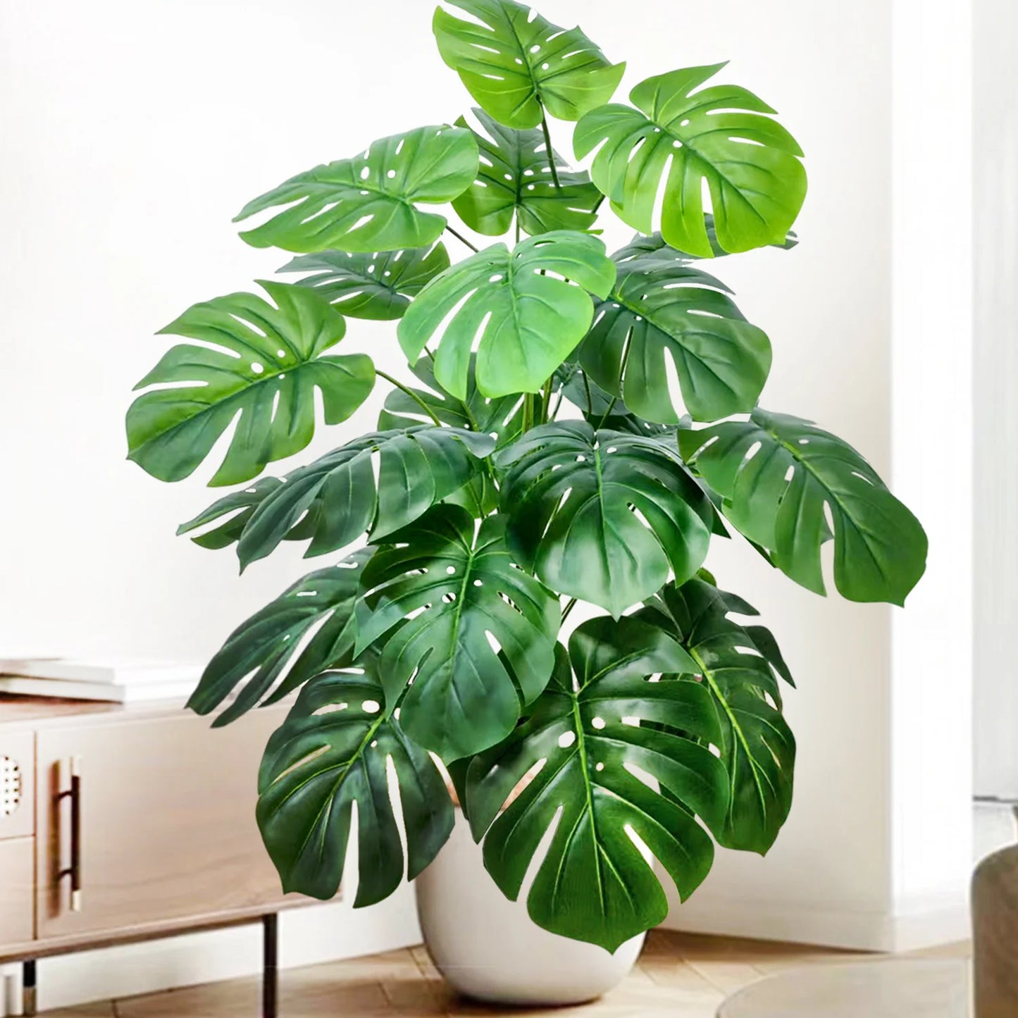 52-104cm(40.94in)  Artificial Monstera Plant Fake Palm Tree Plastic Turtle Leaf Green Plant for Home Garden Room Office Decor