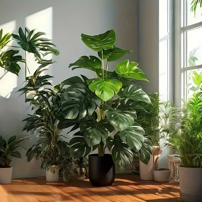 Artificial Fiddle Leaf Fig Tree Realistic Plastic Green Plant for Home Office Wedding Christmas Without Flower pots