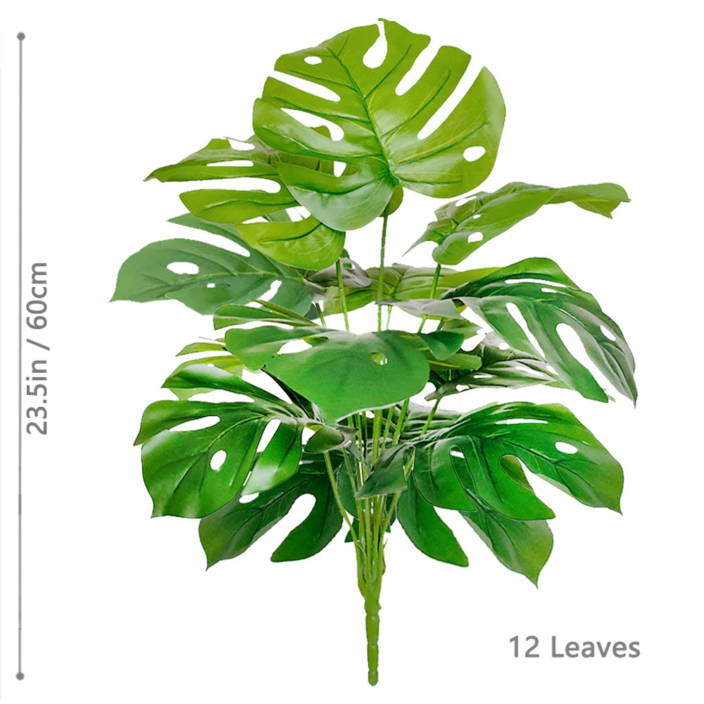 52-104cm(40.94in)  Artificial Monstera Plant Fake Palm Tree Plastic Turtle Leaf Green Plant for Home Garden Room Office Decor