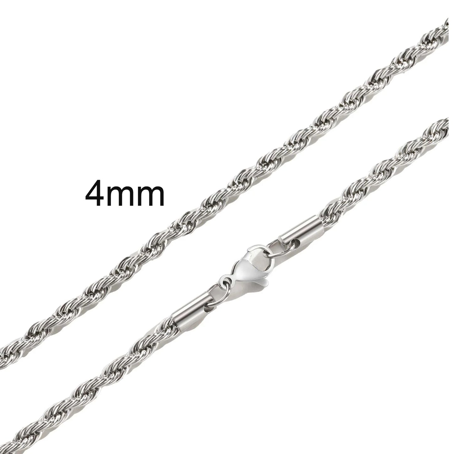 Ropes Long Necklace for Men Women,Stainless Steel Gold Color Twisted Rope Chain Collar,2/3/4/5mm Punk Basic Waterproof Jewelry
