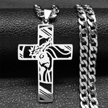 Hiphop Punk Kroon Van Doorns Jesus Kruis Ketting Voor Mannen Roestvrij Staal Verguld Kruisbeeld Hanger Kettingen Sieraden N8052